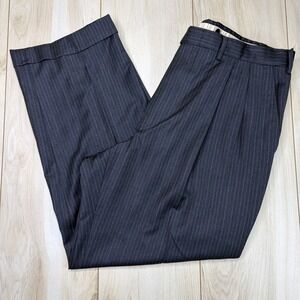 Ermenegildo Zegna "ROMA" Double Pinstripe Wool Dress Pants Mens 38x29 Gray/Green
